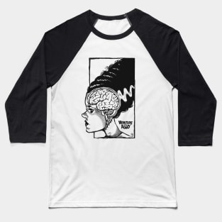 Frankeinstein Bride Brain - Black and White Baseball T-Shirt